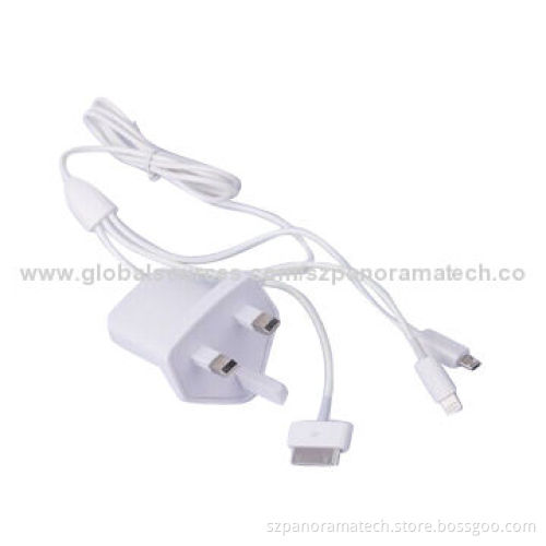 3-in-1 Wall Charger, European Pin, for I4, I5, Micro for Samsung, Blackberry, 100-220V Input, 5V-1A